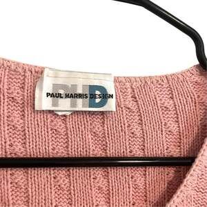 Vintage Paul Harris Design Pink Cable Knit Short Sleeve Cardigan Large Made USA